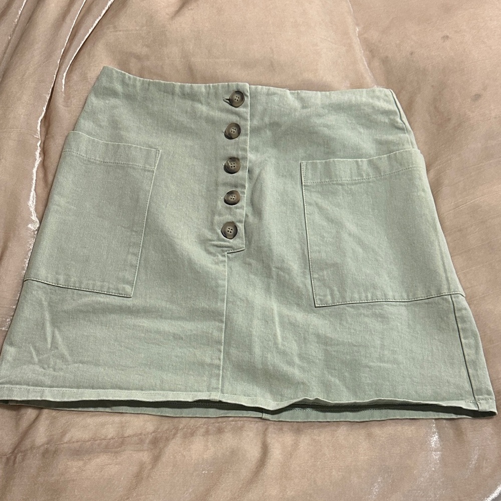 Pink Lily Sage Button-Front Mini Skirt